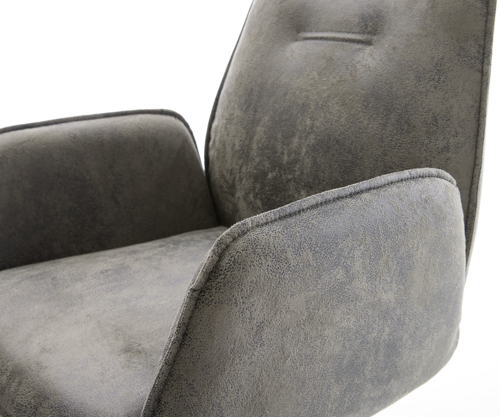 Étkezőszék Zoa-Flex mikroszálas szürke vintage kereszt láb széles rozsdamentes acél 360° forgatható hintamechanizmus zsákrugós matrac - Image 4