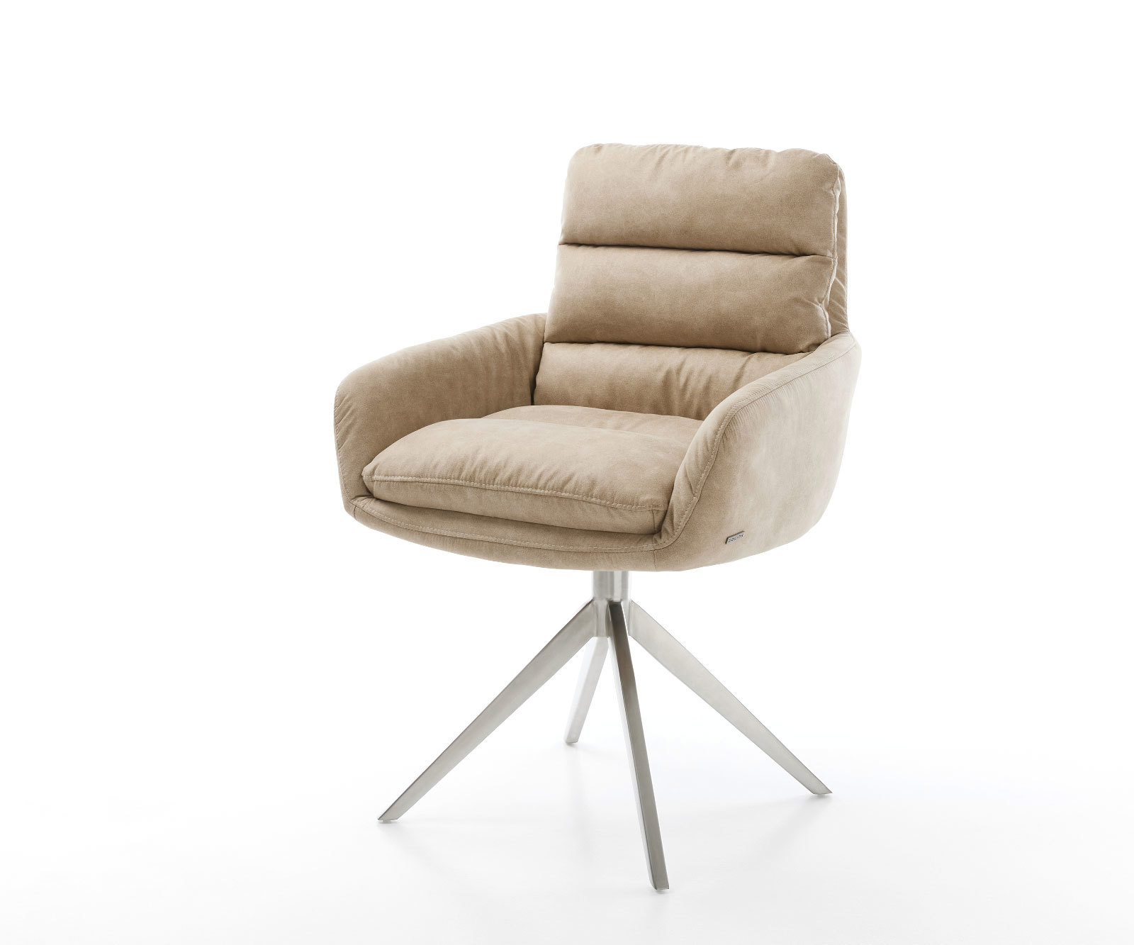 Étkezőszék Abelia-Flex mikroszálas bézs vintage karfás széles rozsdamentes acél kereszt lábas 360° forgatható billenő funkció