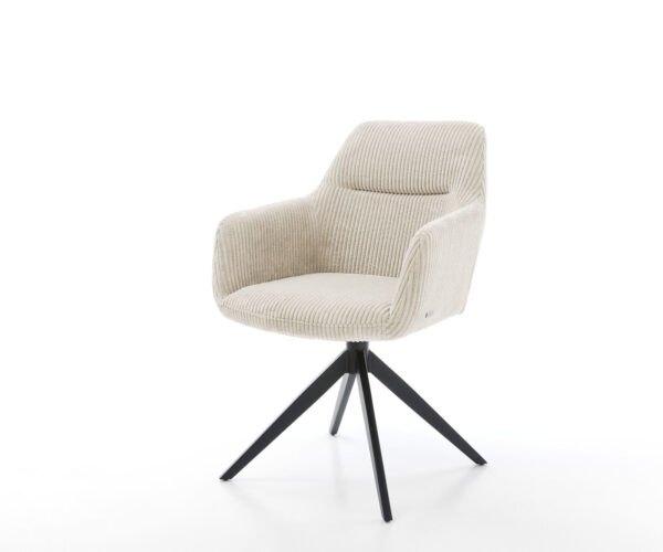 Étkezőszék Pejo-Flex kordbársony bézs kereszt láb széles fekete 360° forgatható billenő zsákrugós