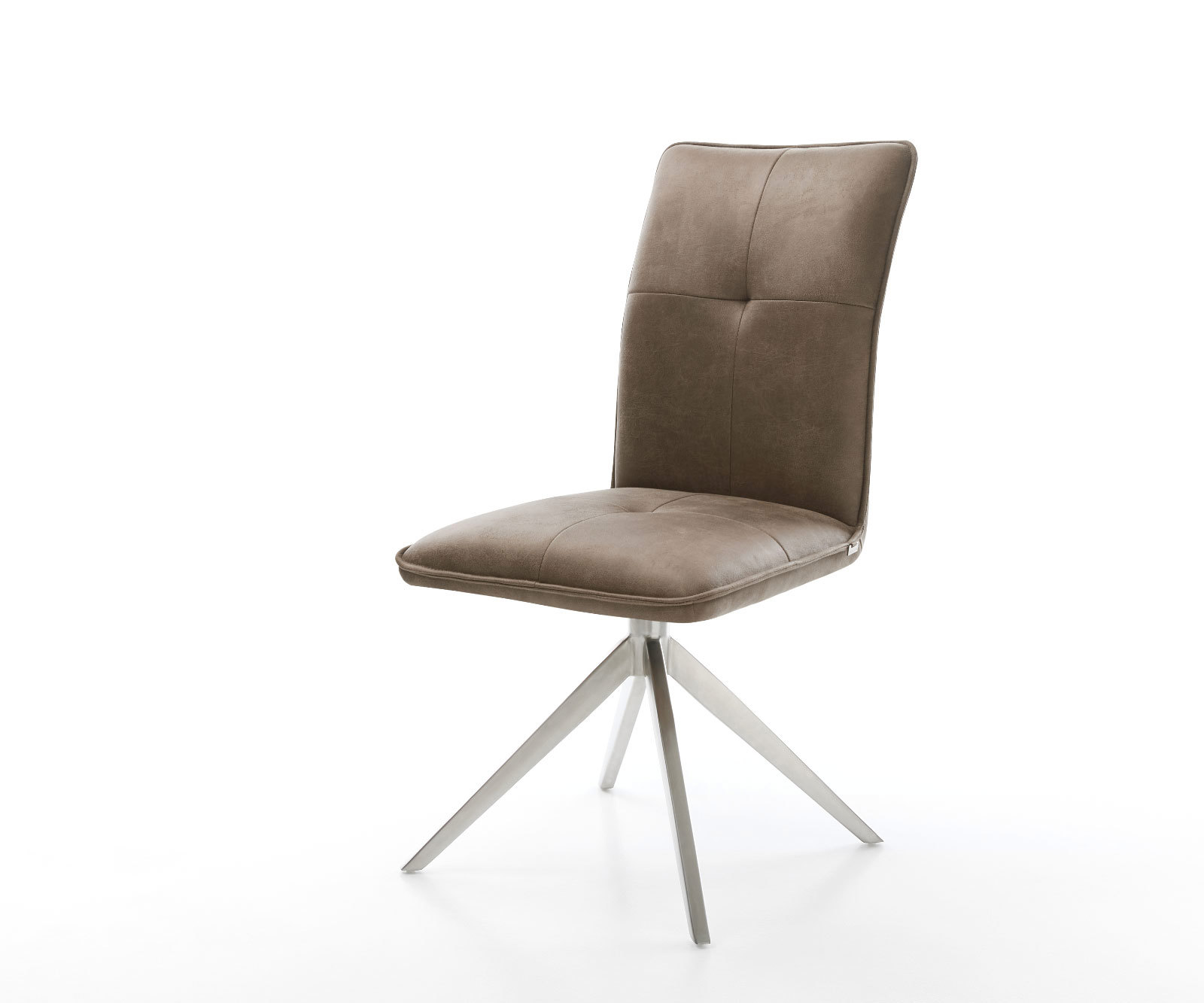 Étkezőszék Maddy-Flex mikroszálas taupe vintage kereszt láb széles rozsdamentes acél 360° forgatható billenő funkció