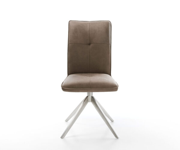 Étkezőszék Maddy-Flex mikroszálas taupe vintage kereszt láb széles rozsdamentes acél 360° forgatható billenő funkció - Image 2