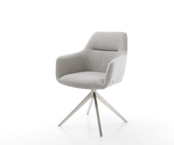 Étkezőszék Pejo-Flex csíkos világosszürke kereszt láb széles rozsdamentes acél 360° forgatható billenő zsákrugós