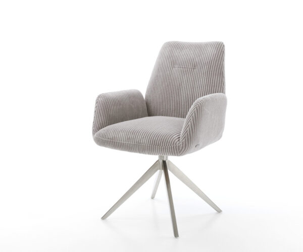 Étkezőszék Zoa-Flex mikroszálas ezüstszürke kereszt láb széles rozsdamentes acél 360° forgatható billenő zsákrugós matrac