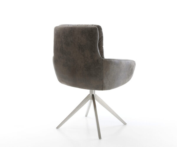 Étkezőszék Abelia-Flex karfás mikroszálas szürke vintage kereszt láb széles rozsdamentes acél 360° forgatható billenő funkció - Image 5
