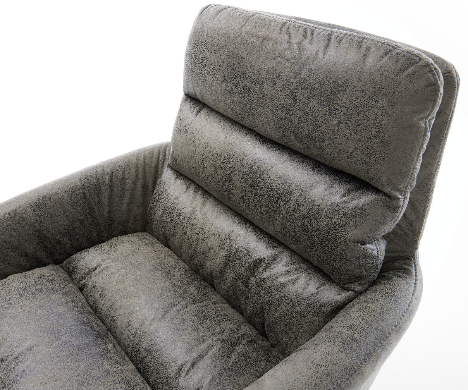 Étkezőszék Abelia-Flex karfás mikroszálas szürke vintage kereszt láb széles rozsdamentes acél 360° forgatható billenő funkció - Image 4