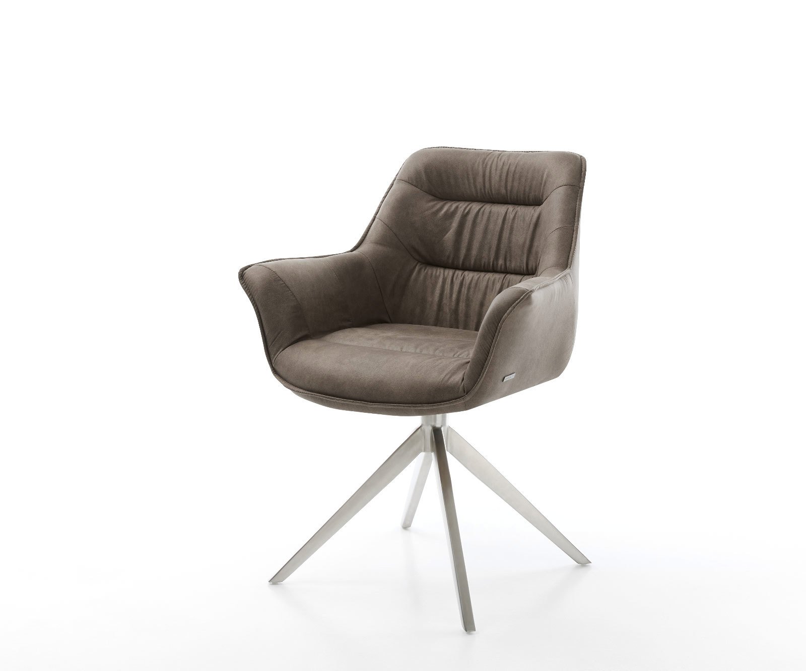 Étkezőszék Kaira-Flex mikroszálas taupe vintage kereszt láb széles rozsdamentes acél 360° forgatható billenő funkció