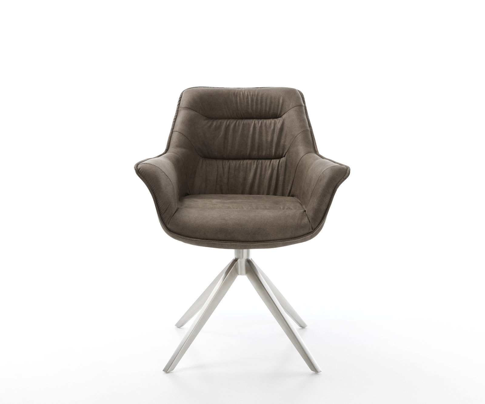 Étkezőszék Kaira-Flex mikroszálas taupe vintage kereszt láb széles rozsdamentes acél 360° forgatható billenő funkció - Image 2