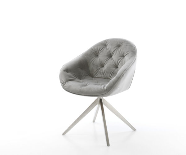 Étkezőszék Gaio-Flex mikroszálas szürke kereszt láb széles rozsdamentes acél 360° forgatható billenő funkció