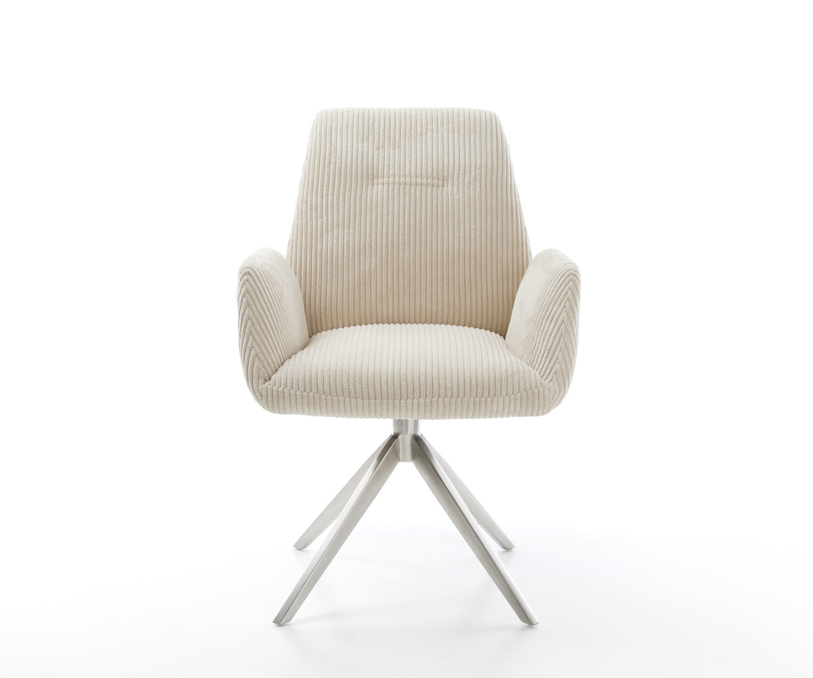 Étkezőszék Zoa-Flex kordbársony bézs kereszt láb széles rozsdamentes acél 360° forgatható billenő zsákrugós matrac - Image 2