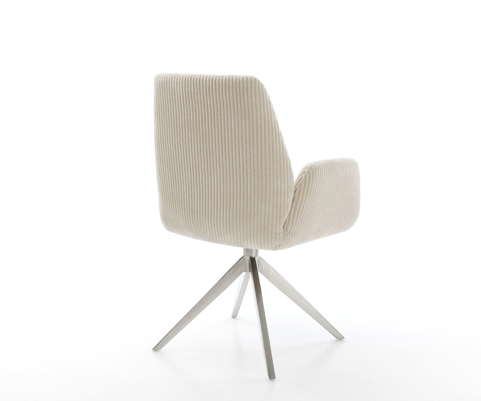 Étkezőszék Zoa-Flex kordbársony bézs kereszt láb széles rozsdamentes acél 360° forgatható billenő zsákrugós matrac - Image 5