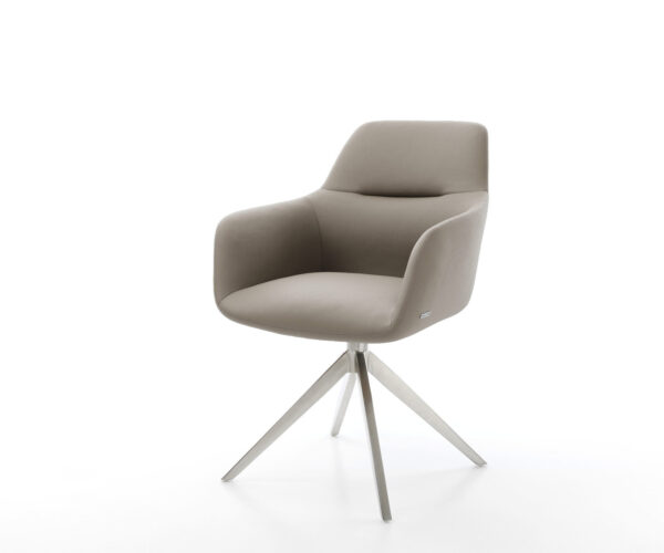 Étkezőszék Pejo-Flex valódi bőr sötét bézs kereszt láb széles rozsdamentes acél 360° forgatható billenő zsákrugós matrac