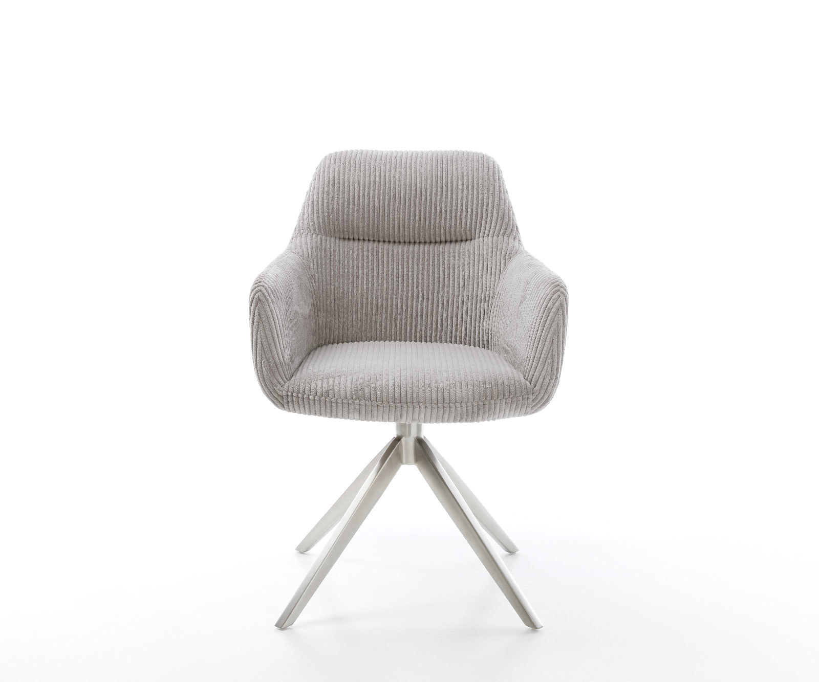 Étkezőszék Pejo-Flex plüss kordbársony ezüstszürke kereszt láb széles rozsdamentes acél 360° forgatható billenő funkció zsákrugós matrac - Image 2