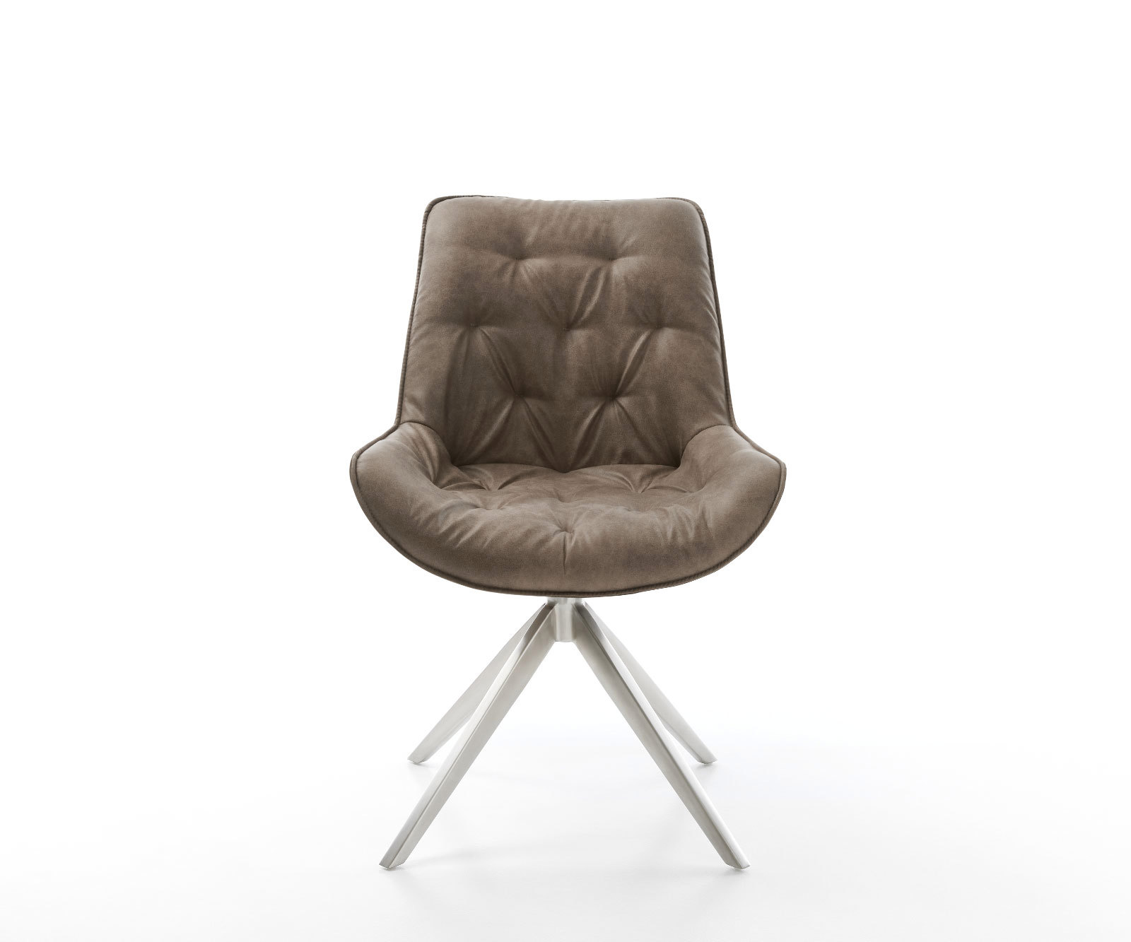 Forgatható étkezőszék Taimi-Flex mikroszálas taupe vintage kereszt láb széles rozsdamentes acél 360° forgatható hintamechanizmus - Image 2