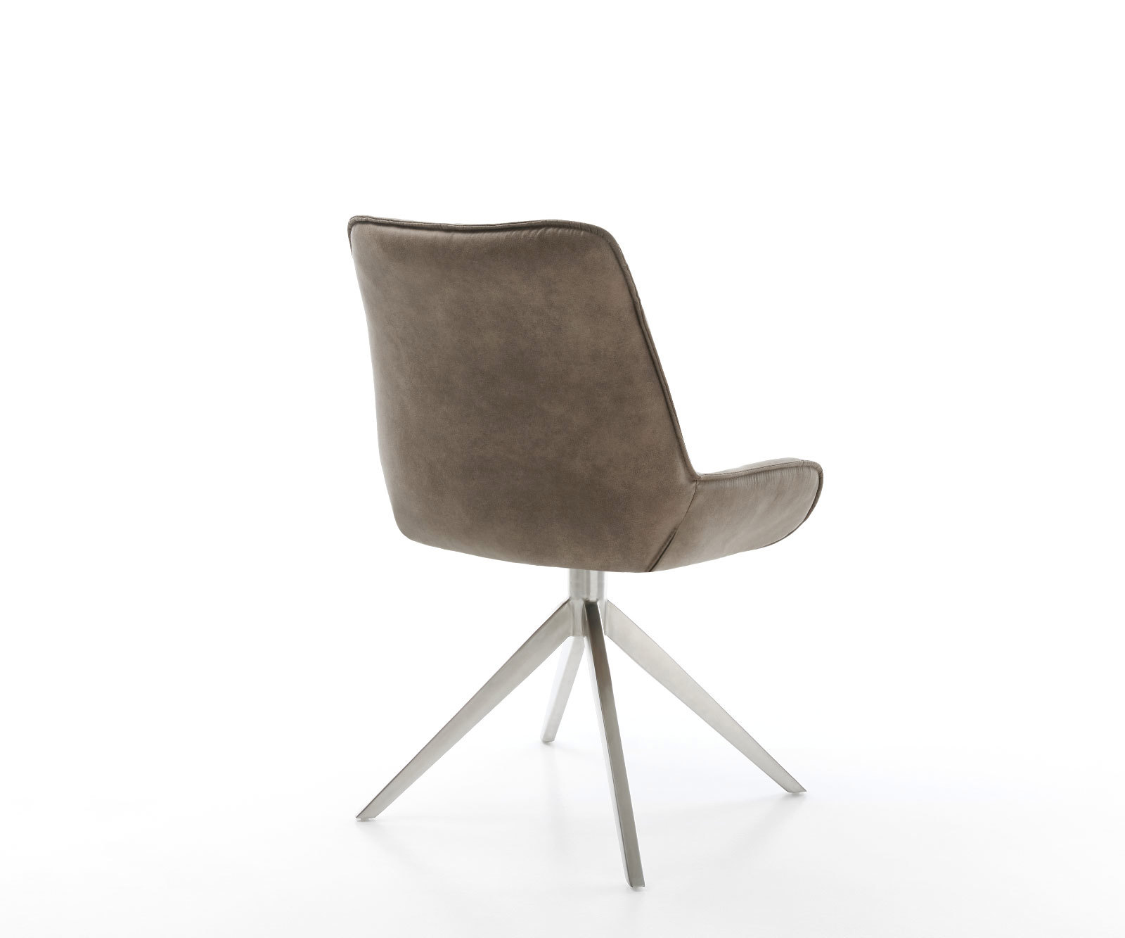 Forgatható étkezőszék Taimi-Flex mikroszálas taupe vintage kereszt láb széles rozsdamentes acél 360° forgatható hintamechanizmus - Image 5
