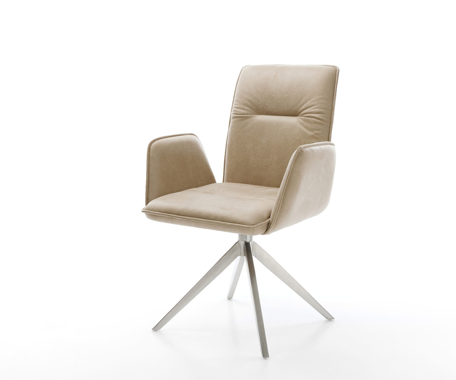 Étkezőszék Vinja-Flex mikroszálas bézs vintage kereszt láb széles rozsdamentes acél 360° forgatható billenő funkció