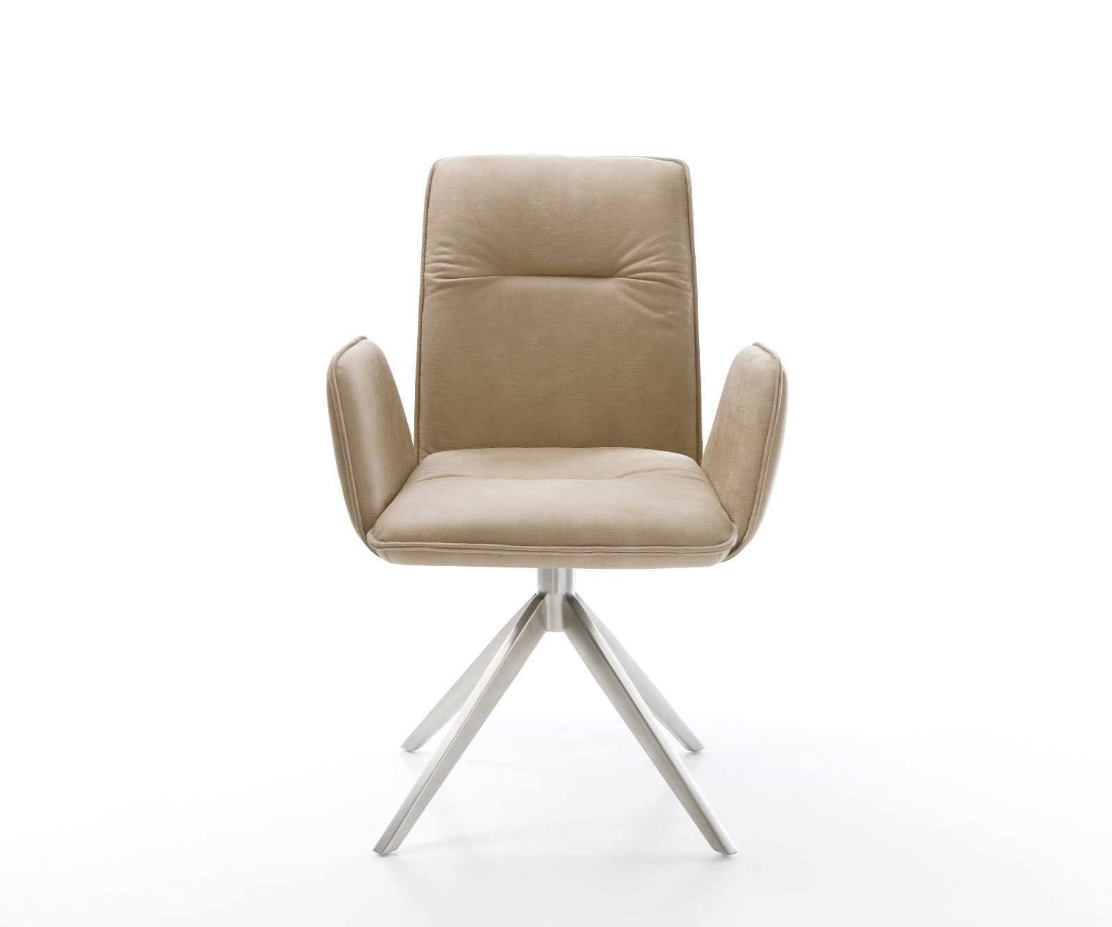 Étkezőszék Vinja-Flex mikroszálas bézs vintage kereszt láb széles rozsdamentes acél 360° forgatható billenő funkció - Image 2