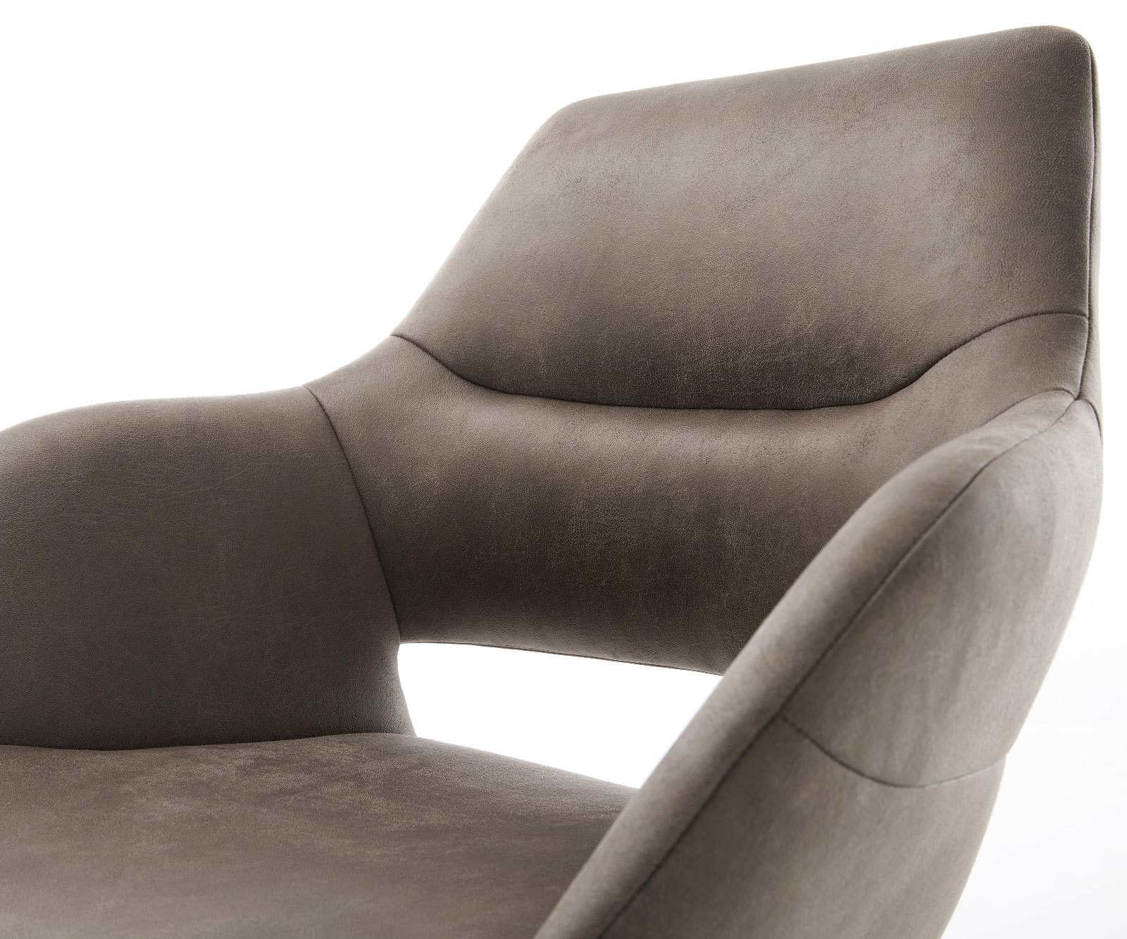 Étkezőszék Yago-Flex karfás mikroszálas taupe vintage széles rozsdamentes acél kereszt láb 360° forgatható hintamechanizmus zsákrugós matrac - Image 4