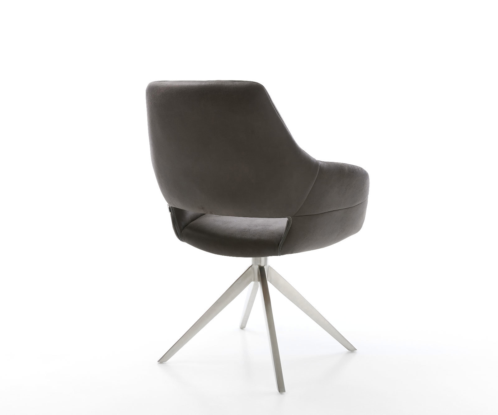 Étkezőszék Yago-Flex karfás mikroszálas antracit vintage kereszt láb széles rozsdamentes acél 360° forgatható hintamechanizmus zsákrugós - Image 5