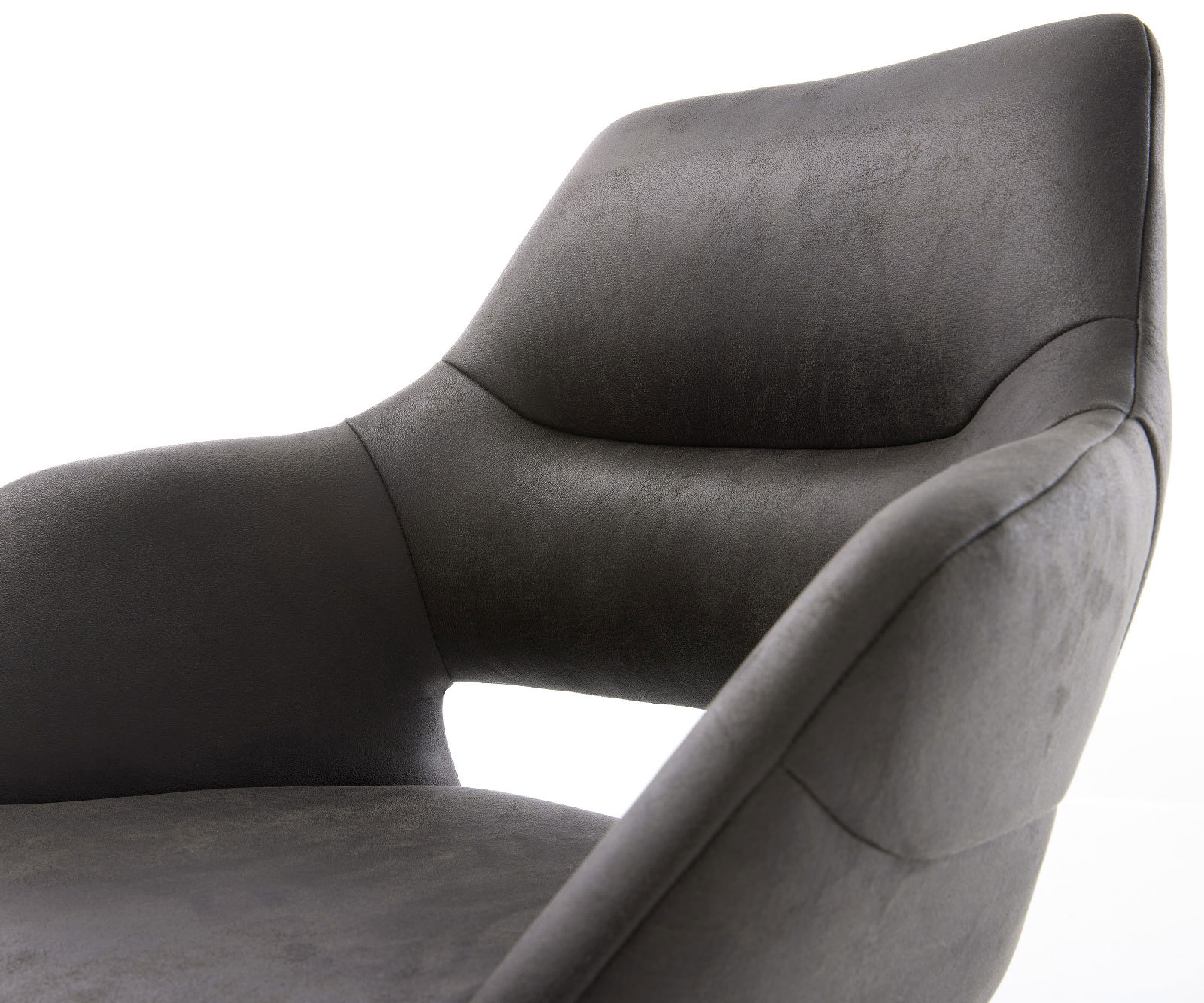 Étkezőszék Yago-Flex karfás mikroszálas antracit vintage kereszt láb széles rozsdamentes acél 360° forgatható hintamechanizmus zsákrugós - Image 4