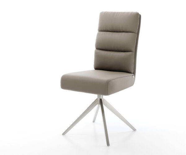 Étkezőszék Pela-Flex valódi bőr sötét bézs kereszt láb széles rozsdamentes acél 360° forgatható billenő zsákrugós matrac