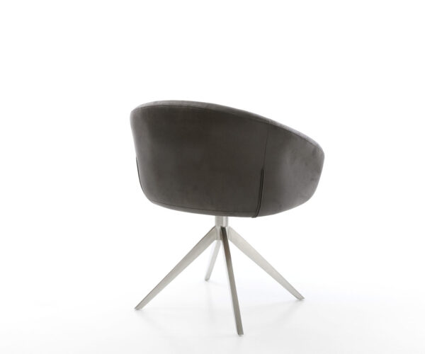 Étkezőszék Vinka-Flex karfás mikroszálas antracit vintage kereszt láb széles rozsdamentes acél 360° forgatható hintamechanizmus zsákrugós - Image 5