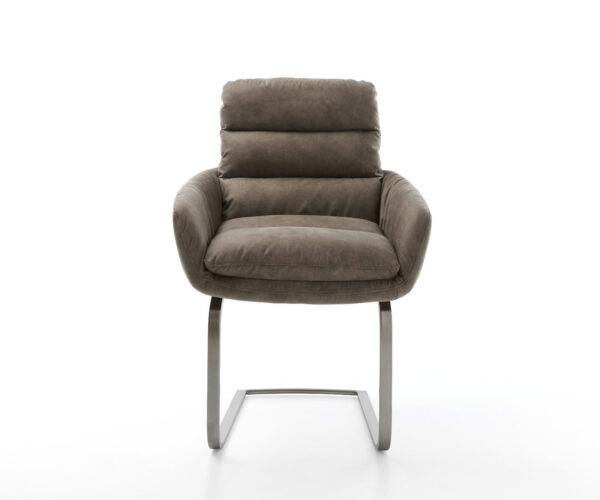 Étkezőszék Abelia-Flex karfás mikroszálas taupe vintage lapos freischwinger grafit - Image 2