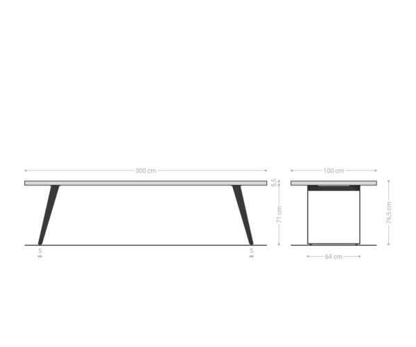 Étkezőasztal Edge 300x100 XL akác természetes fém ferde Live-Edge - Image 7