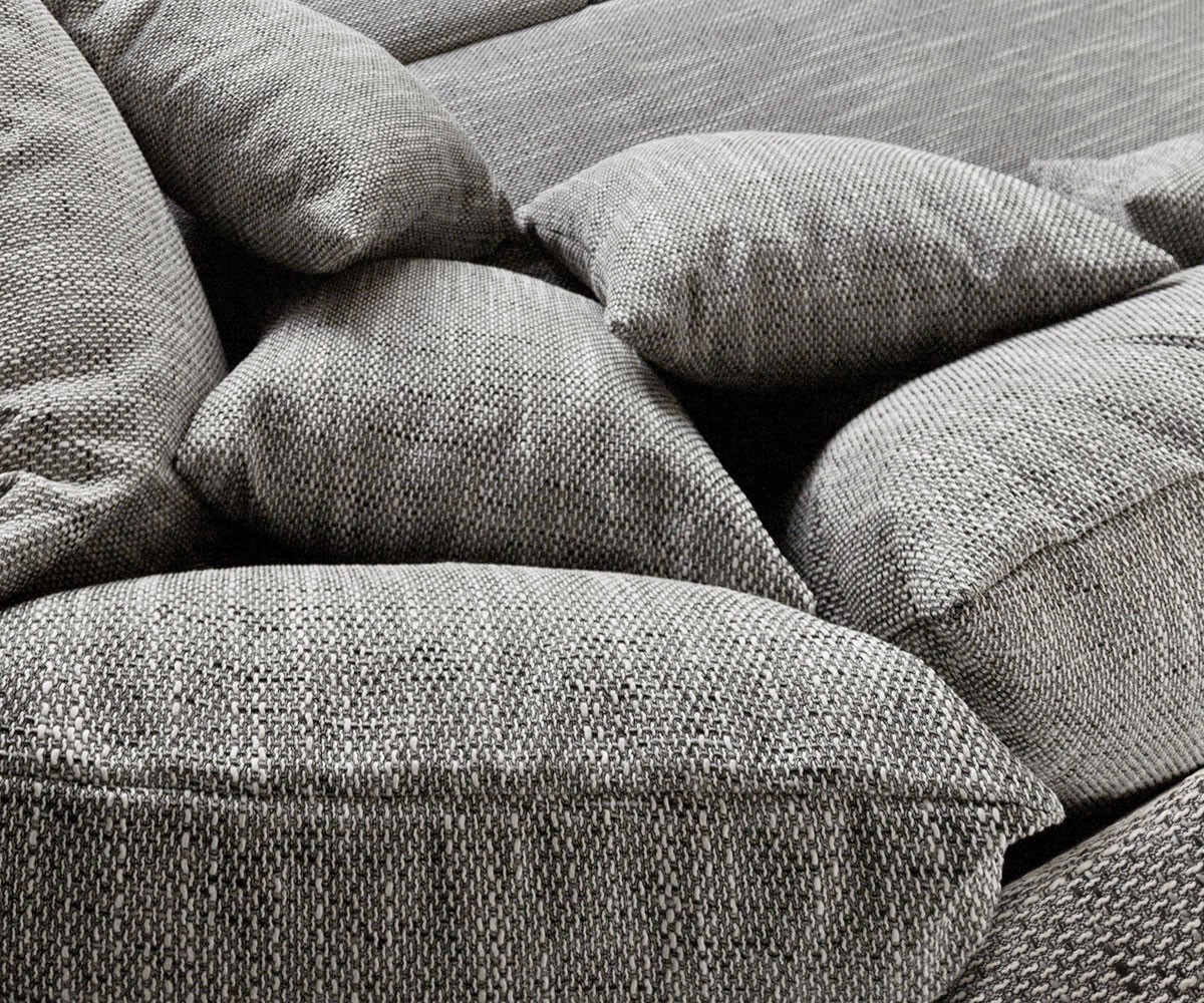 "U alakú kanapé Clovis XL világosszürke strukturált szövet moduláris kanapé puff" - Image 5