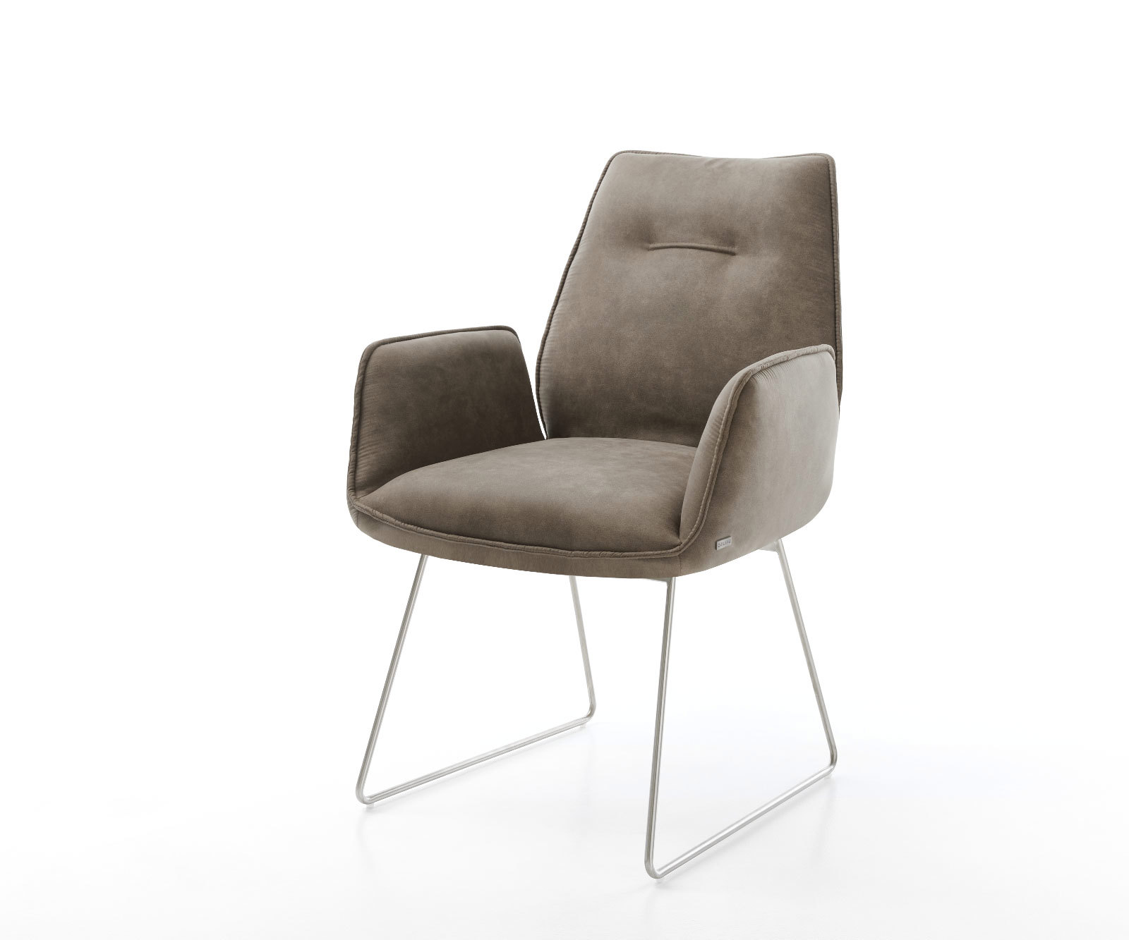 Étkezőszék Zoa-Flex mikroszálas taupe vintage vékony lábazat rozsdamentes acél zsákrugós