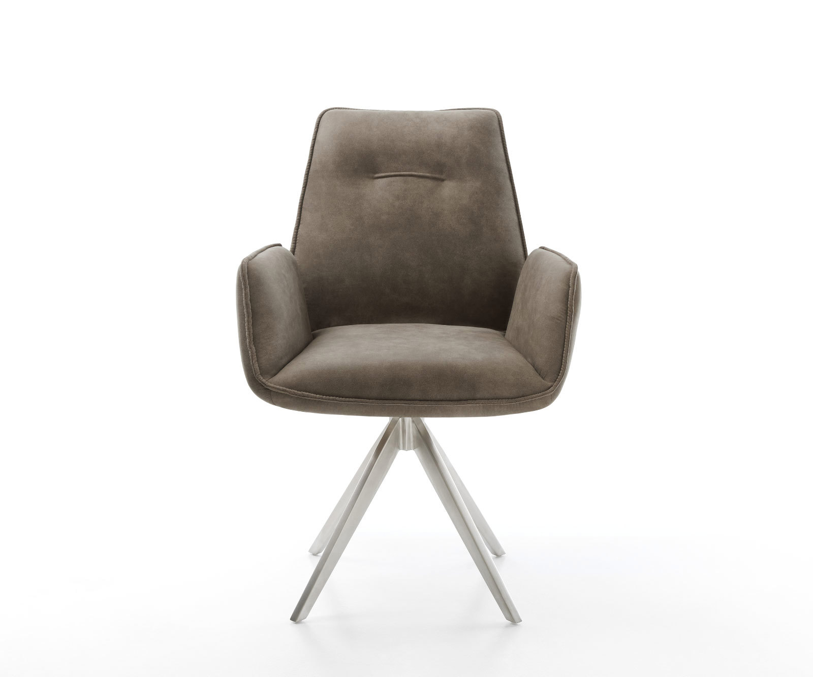 Étkezőszék Zoa-Flex mikroszálas taupe vintage kereszt láb szögletes rozsdamentes acél zsákrugó - Image 2