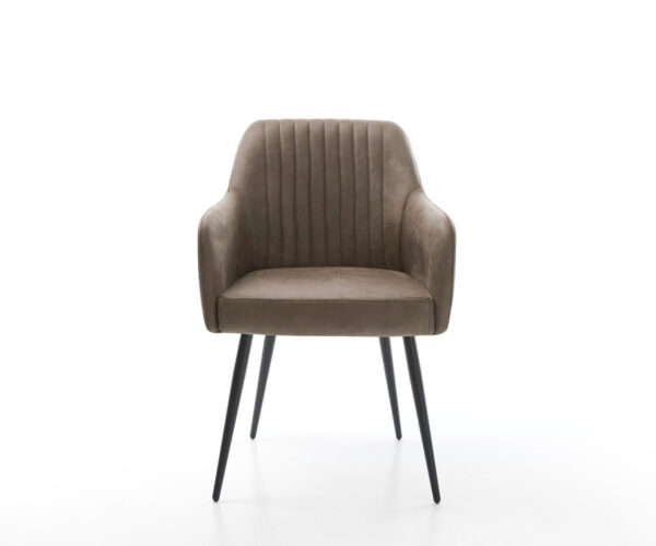 Étkezőszék Greg-Flex mikroszálas taupe vintage 4 láb kúpos fekete zsákrugós - Image 2