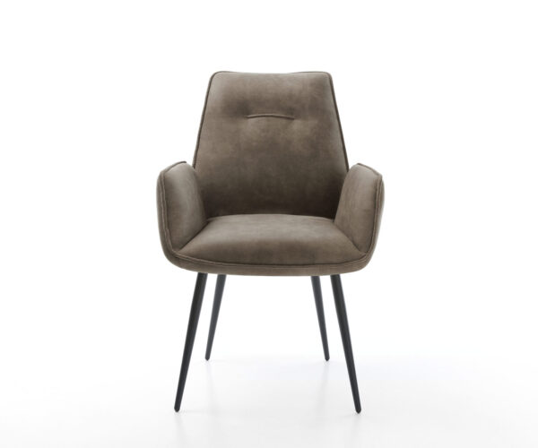Étkezőszék Zoa-Flex mikroszálas taupe vintage 4 láb kúpos fekete zsákrugós - Image 2