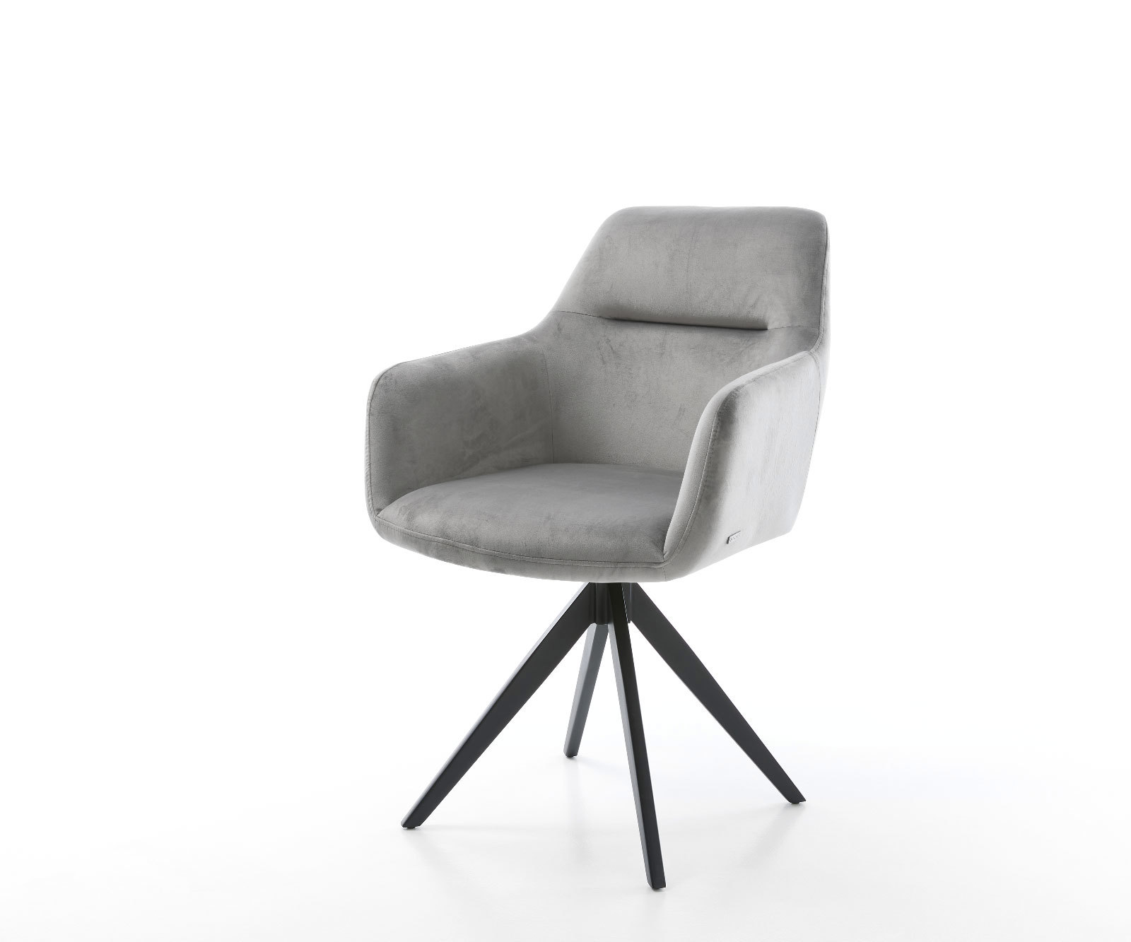 Étkezőszék Pejo-Flex bársony szürke kereszt láb szögletes fekete zsákrugós