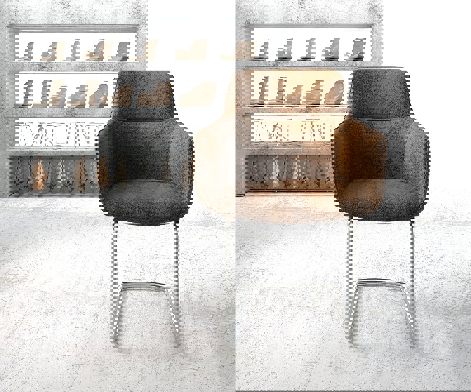 Schwingstuhl Pejo-Flex barna vintage étkezőszék kerek rozsdamentes acél - Image 2