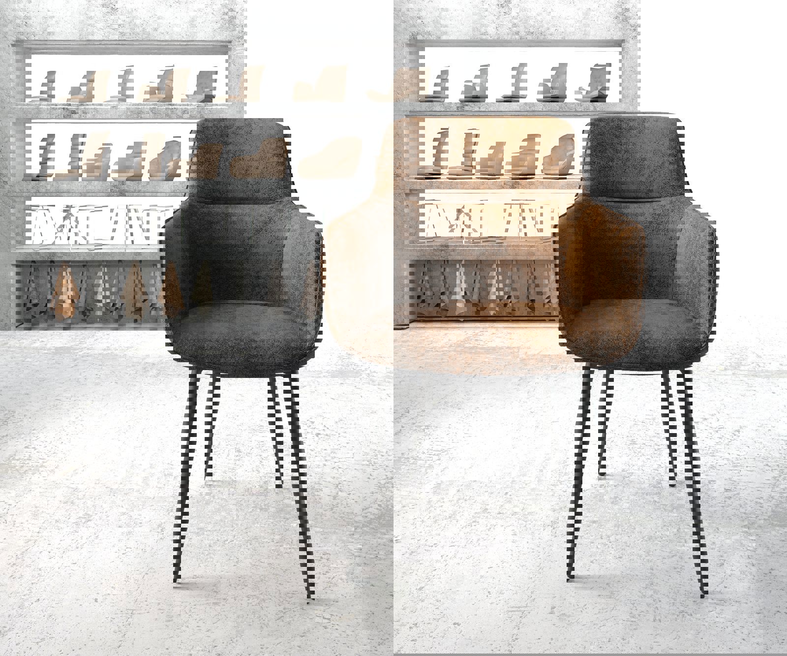 Kényelmes étkezőszék Pejo-Flex barna vintage 4 láb kúpos fekete - Image 2