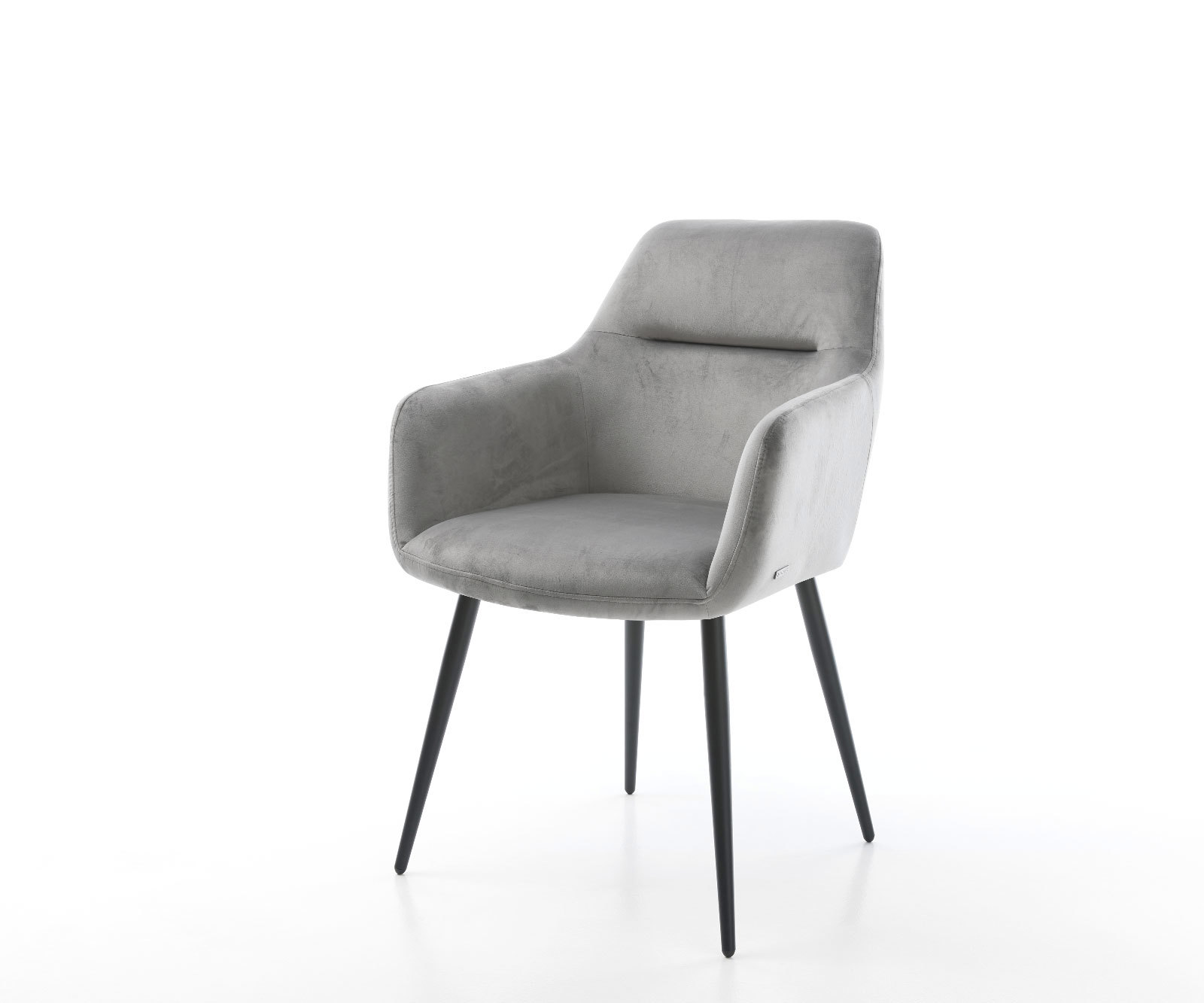 Étkezőszék Pejo-Flex bársony szürke 4 láb kúpos fekete zsákrugós