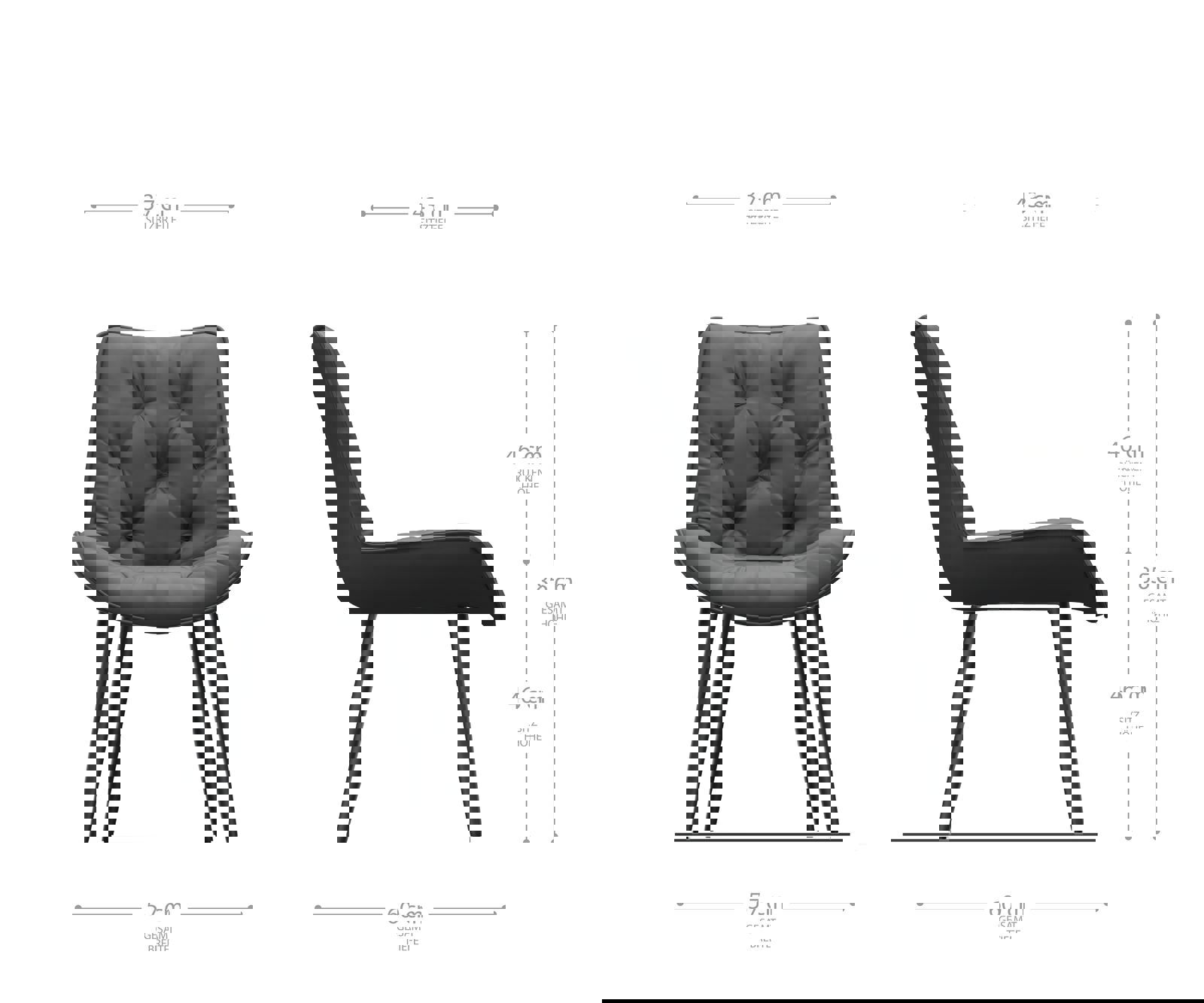 Étkezőszék Taimi-Flex mikroszálas szürke vintage 4 láb kúpos fekete - Image 6
