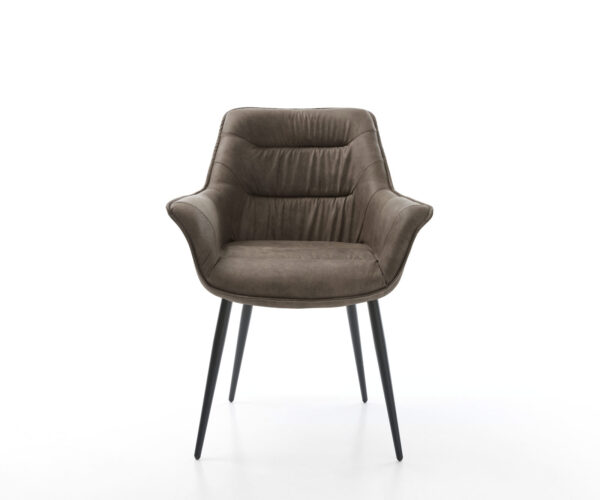 Étkezőszék Kaira-Flex mikroszálas taupe vintage 4 láb kúpos fekete - Image 2