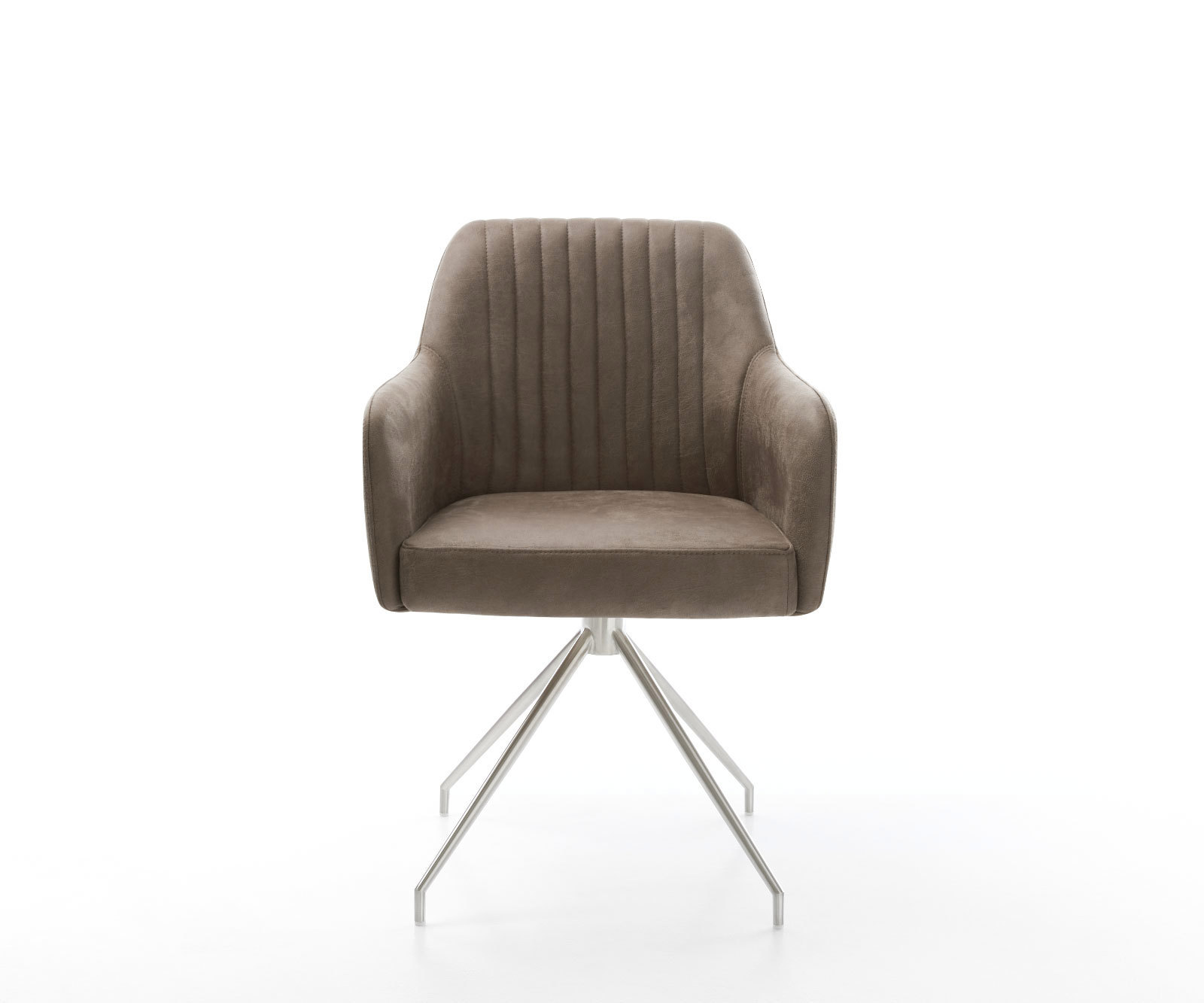 Étkezőszék Greg-Flex mikroszálas taupe vintage kereszt láb kúpos rozsdamentes acél zsákrugó - Image 2