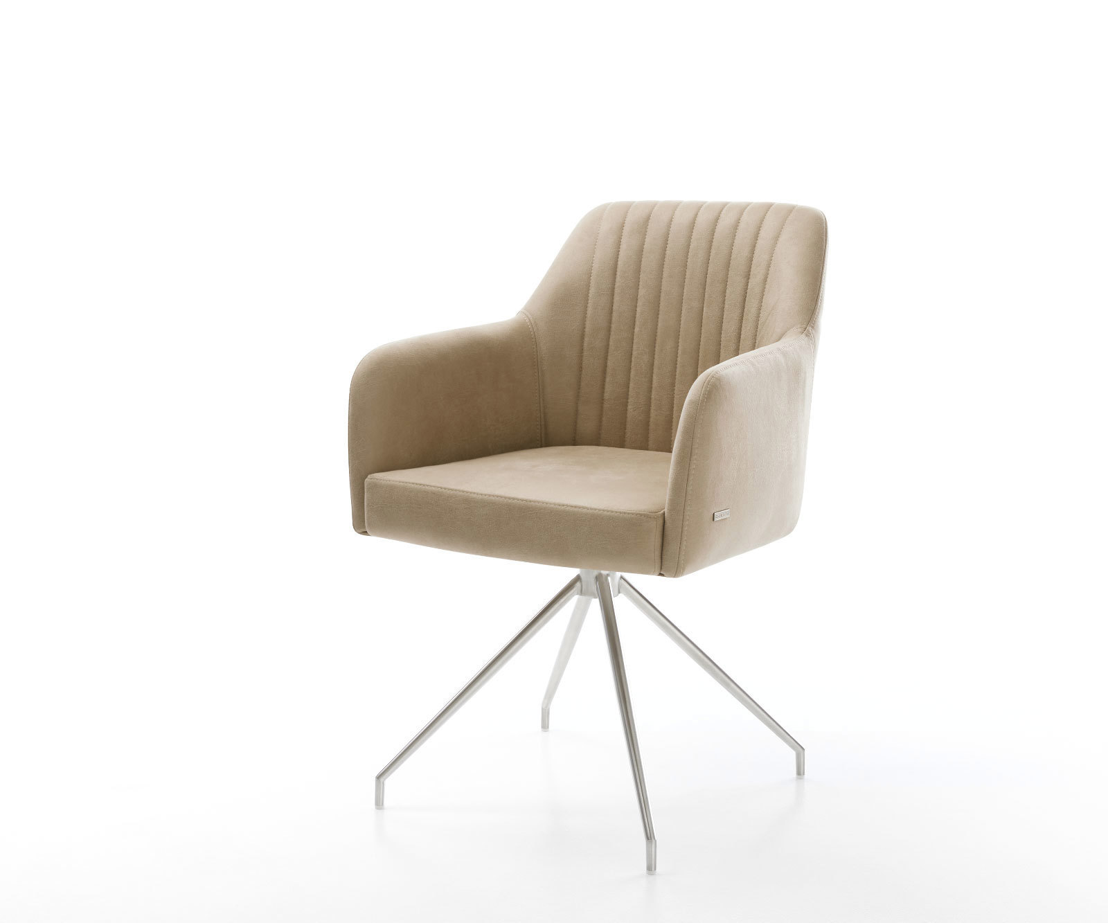 Étkezőszék Greg-Flex mikroszálas bézs vintage kereszt láb kúpos rozsdamentes acél zsákrugó