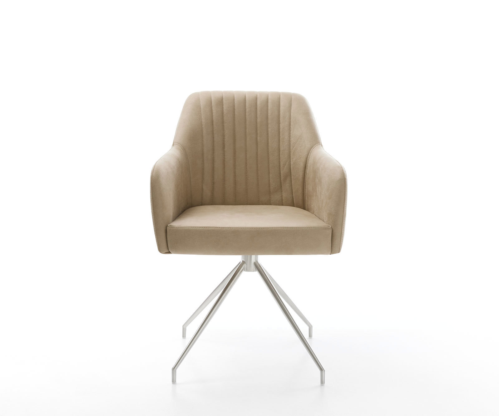 Étkezőszék Greg-Flex mikroszálas bézs vintage kereszt láb kúpos rozsdamentes acél zsákrugó - Image 2