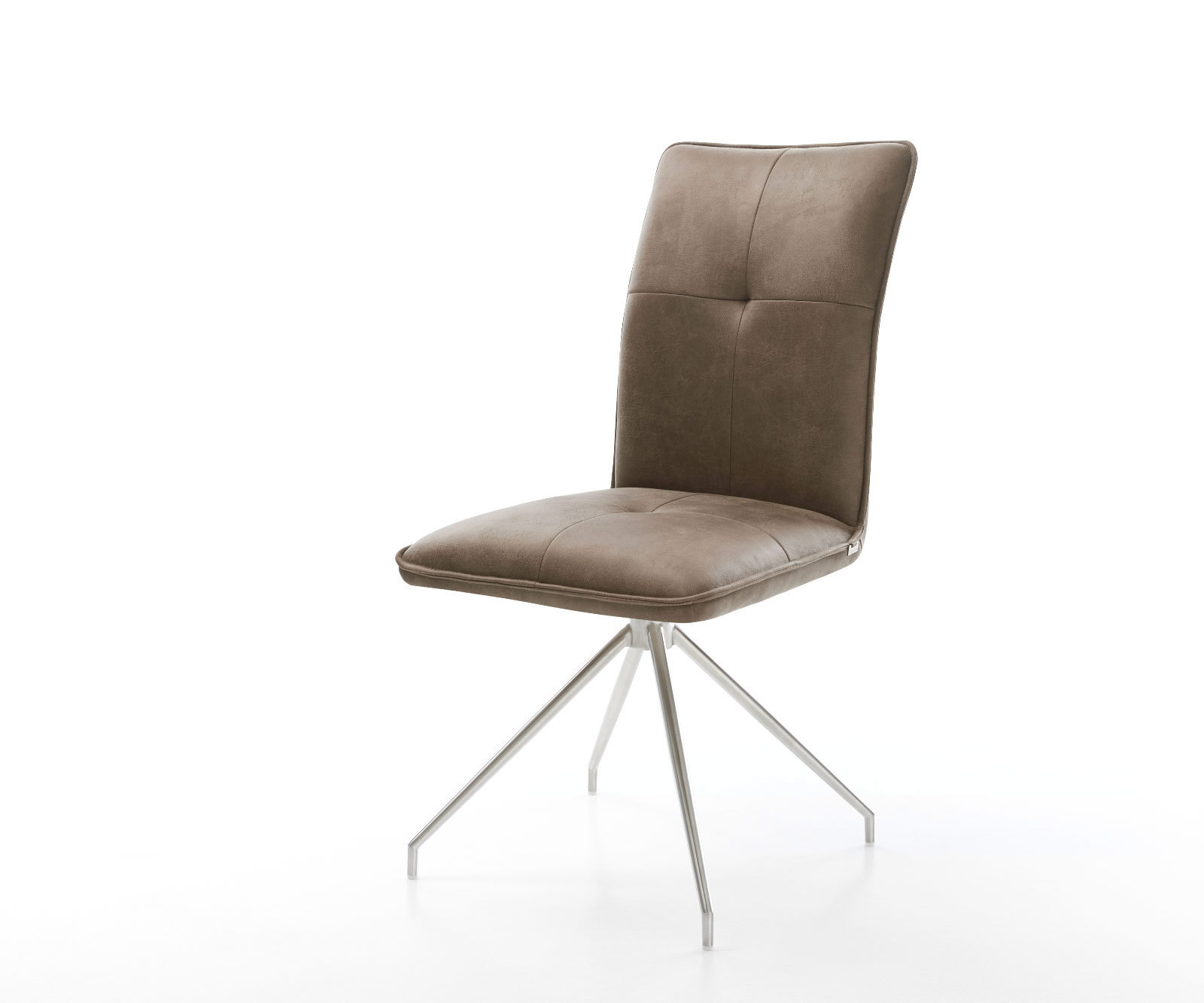 Étkezőszék Maddy-Flex mikroszálas taupe vintage kereszt láb kúpos rozsdamentes acél