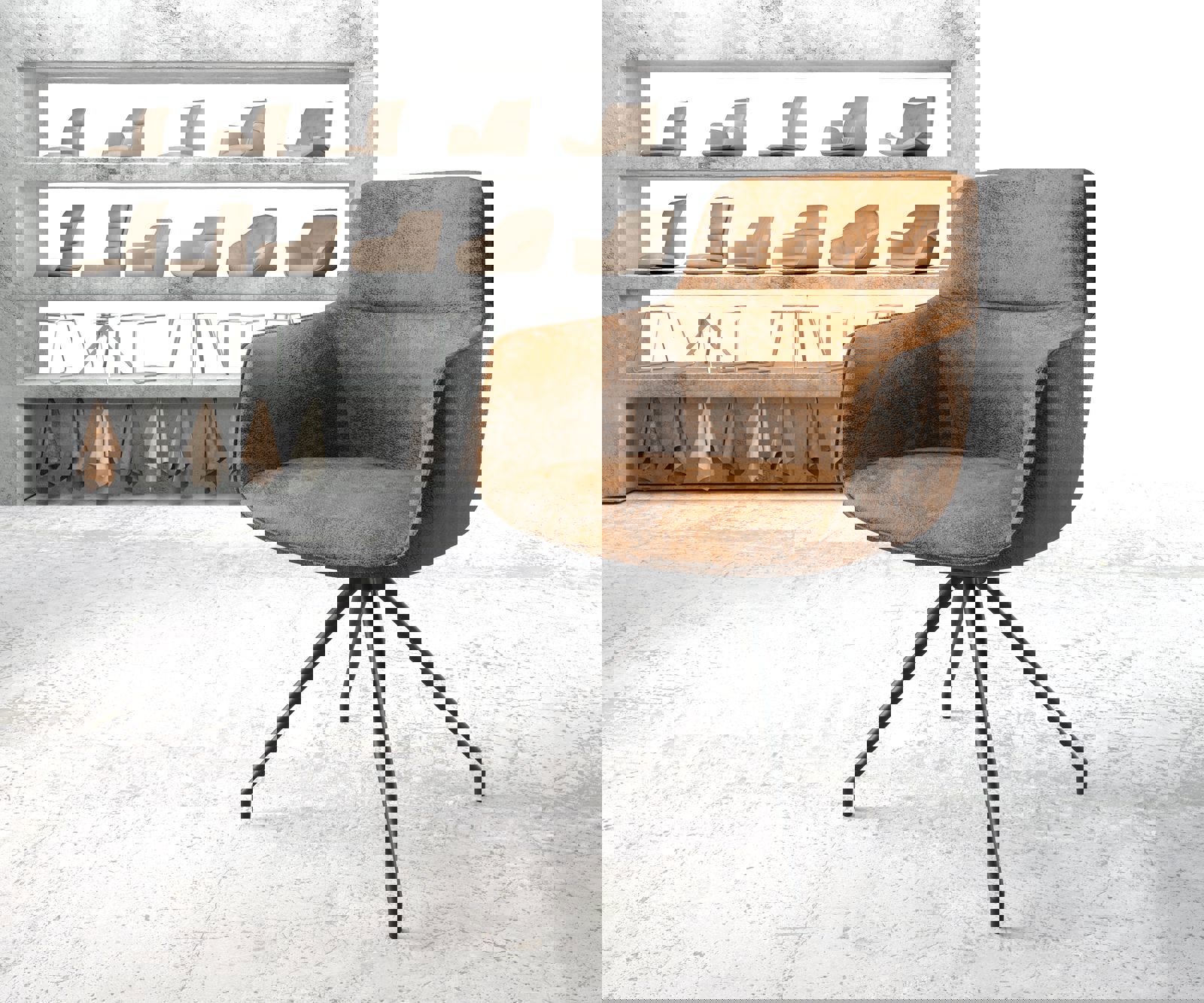 Étkezőszék Pejo-Flex barna vintage kereszt láb kúpos fekete 180° forgatható