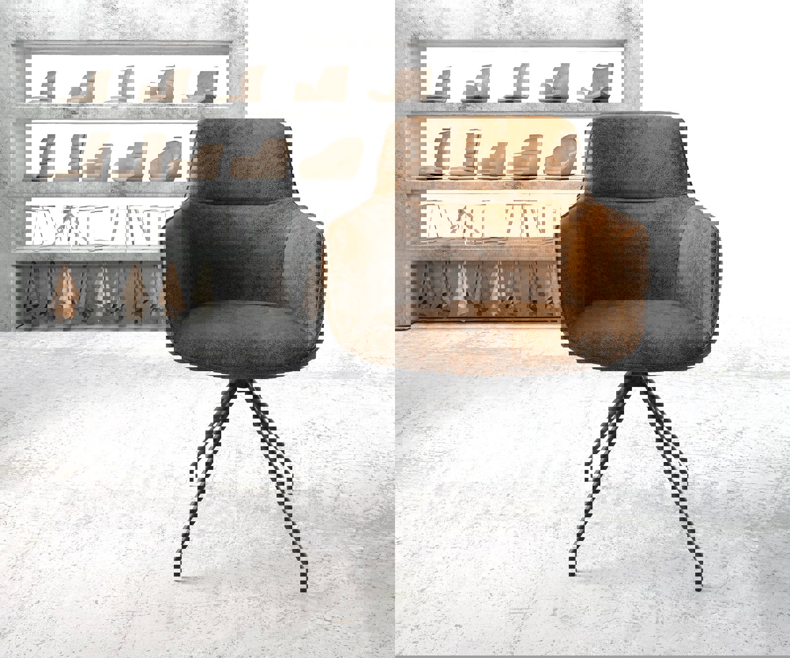 Étkezőszék Pejo-Flex barna vintage kereszt láb kúpos fekete 180° forgatható - Image 2