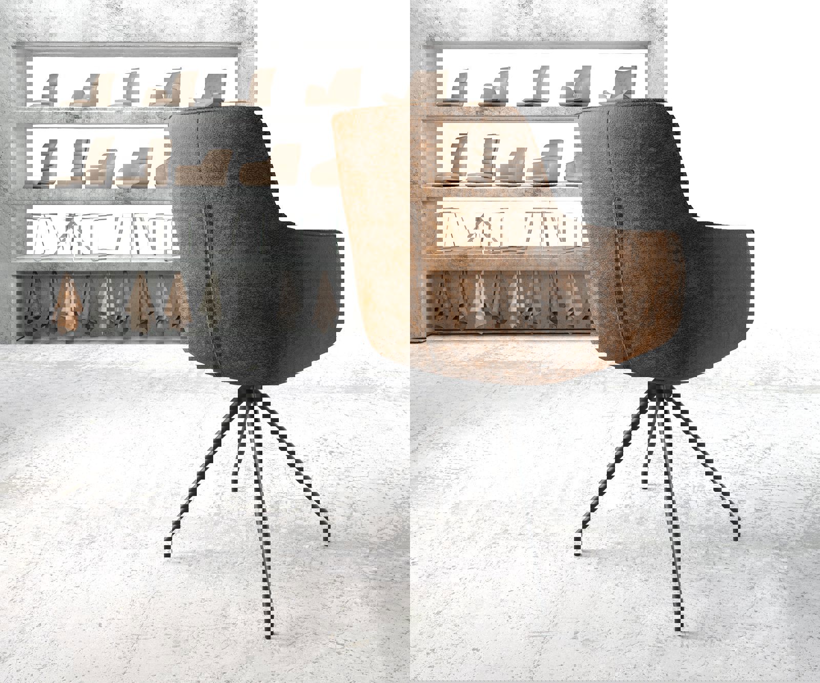 Étkezőszék Pejo-Flex barna vintage kereszt láb kúpos fekete 180° forgatható - Image 4