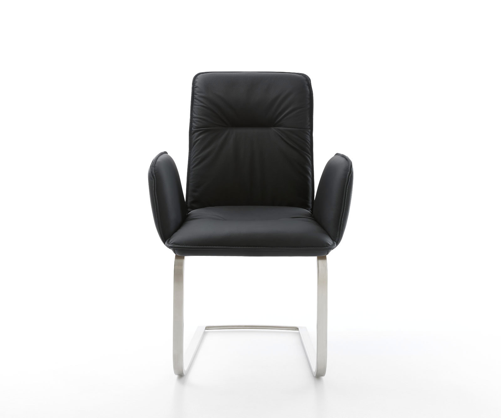 Étkezőszék Vinja-Flex valódi bőr fekete étkezőszék lapos rozsdamentes acél - Image 2