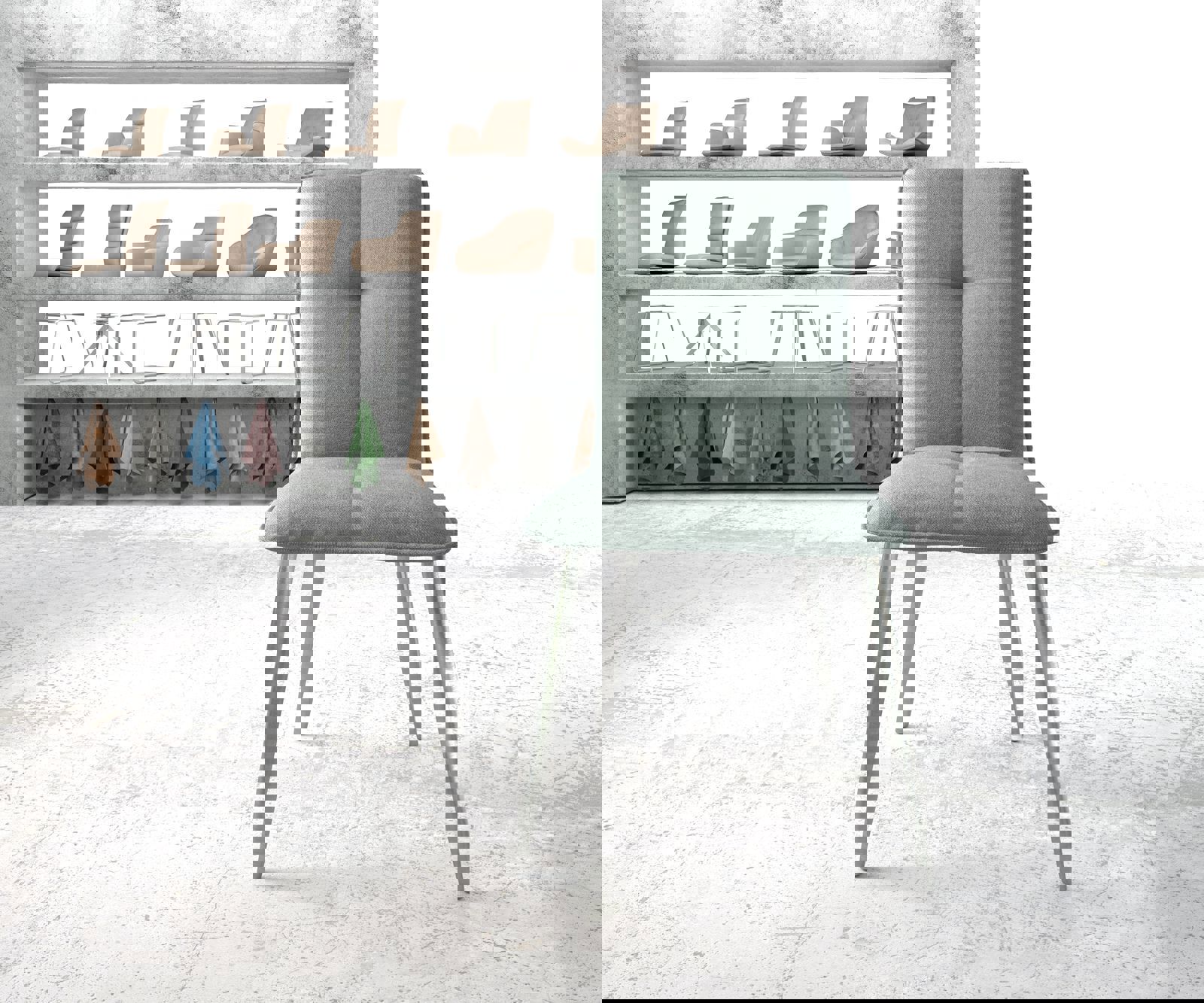 Étkezőszék Maddy-Flex csíkos mentol 4 láb kúpos rozsdamentes acél - Image 2