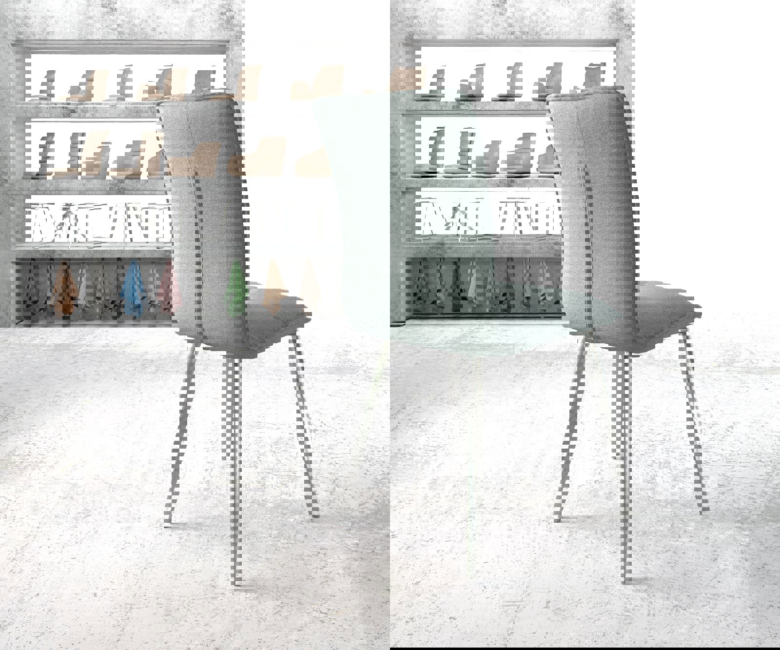 Étkezőszék Maddy-Flex csíkos mentol 4 láb kúpos rozsdamentes acél - Image 4