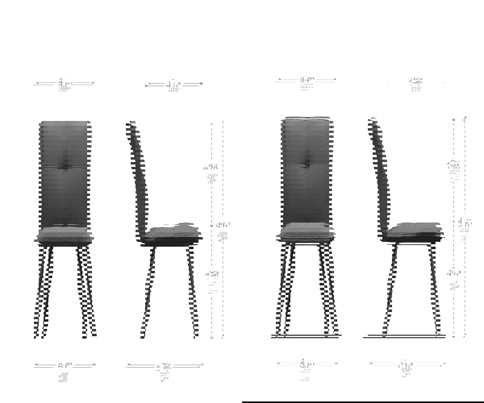 Étkezőszék Maddy-Flex csíkos mentol 4 láb kúpos rozsdamentes acél - Image 5