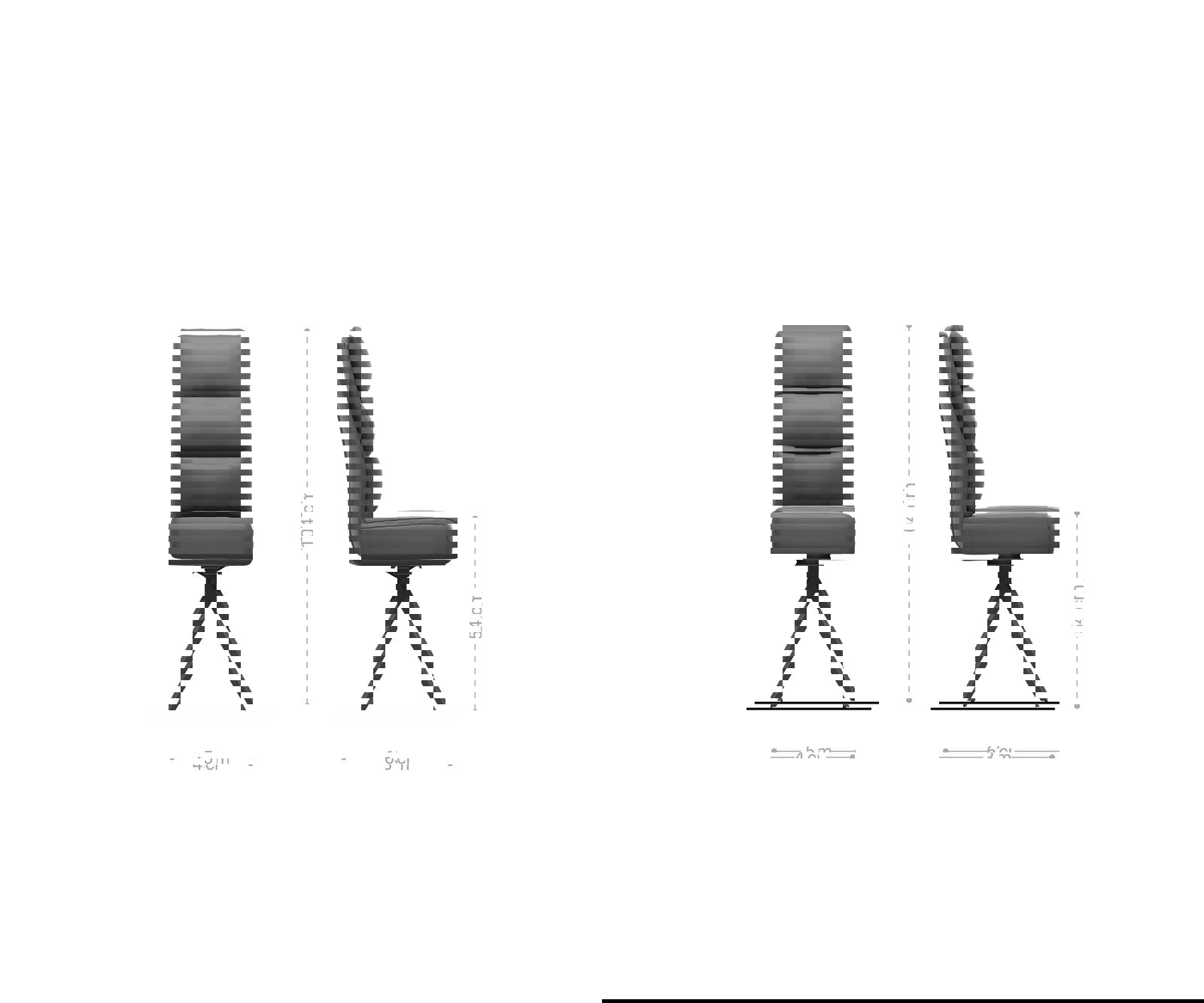 Étkezőszék Pela-Flex valódi bőr fekete kereszt láb szögletes fekete zsákrugós - Image 6